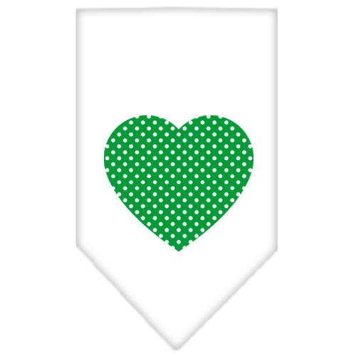 Green Swiss Dot Heart Screen Print Bandana White Small
